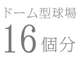 ドーム型球場16個分